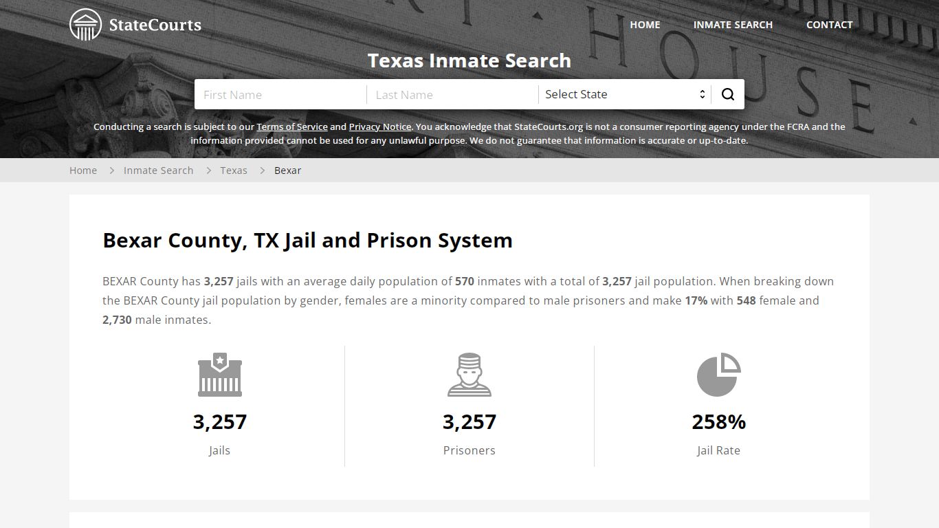 Bexar County, TX Inmate Search - StateCourts